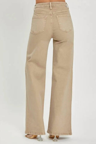 Trendsi - Jeans Risen Full Size Tummy Control Cintura Alta Perna Larga Plus Size