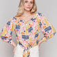 Charlie B - Printed off shoulder blouse with knot