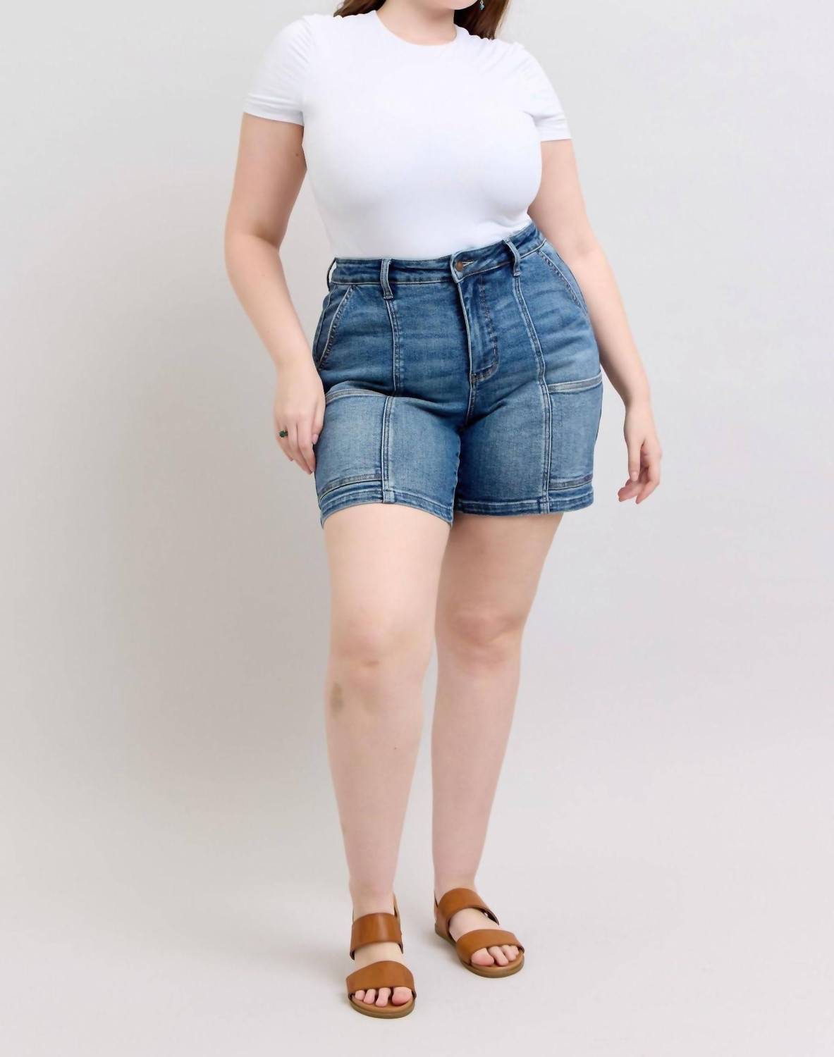 Judy Blue - High Waist Utility Mid Length Denim Short