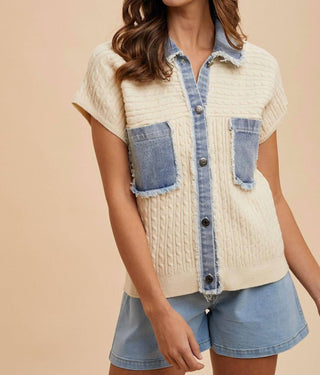 Anniewear - Accents Cable Sweater Jacket