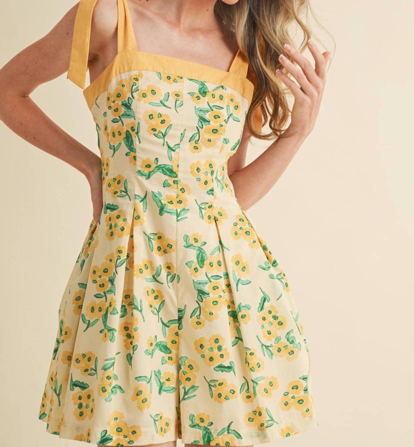 &Merci - Floral Pleated And Flare Romper