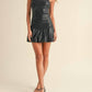 Klesis - Faux Leather Chevron Drop Waist Mini Dress