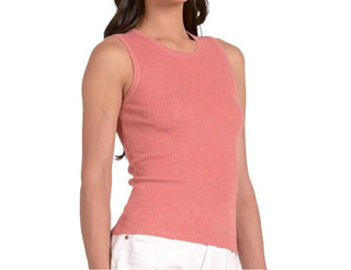 Elan - Crewneck Sleeveless Ribbed Tee Top