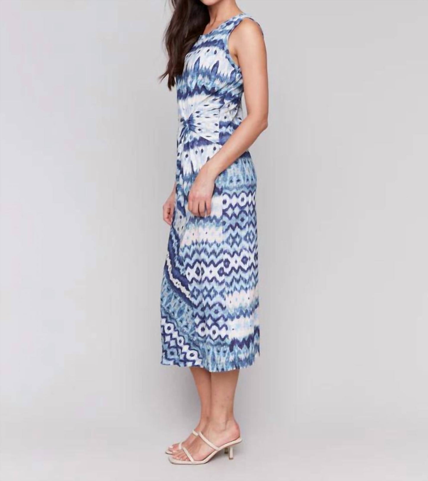 Charlie B - Sleeveless Cotton Dress With Faux Knot Detail