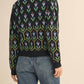 &Merci - Floral Knit Collared Sweater Cardigan