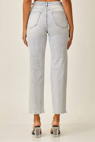 Risen - Calça Jeans Cintura Alta Lavagem Clara