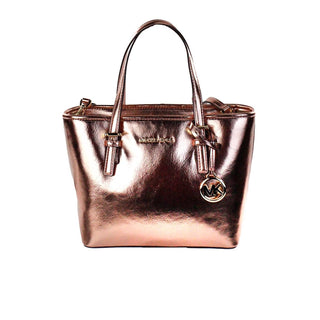 Michael Kors - Bolsa tote feminina Jet Set Metallic Xs Carryall Top com zíper