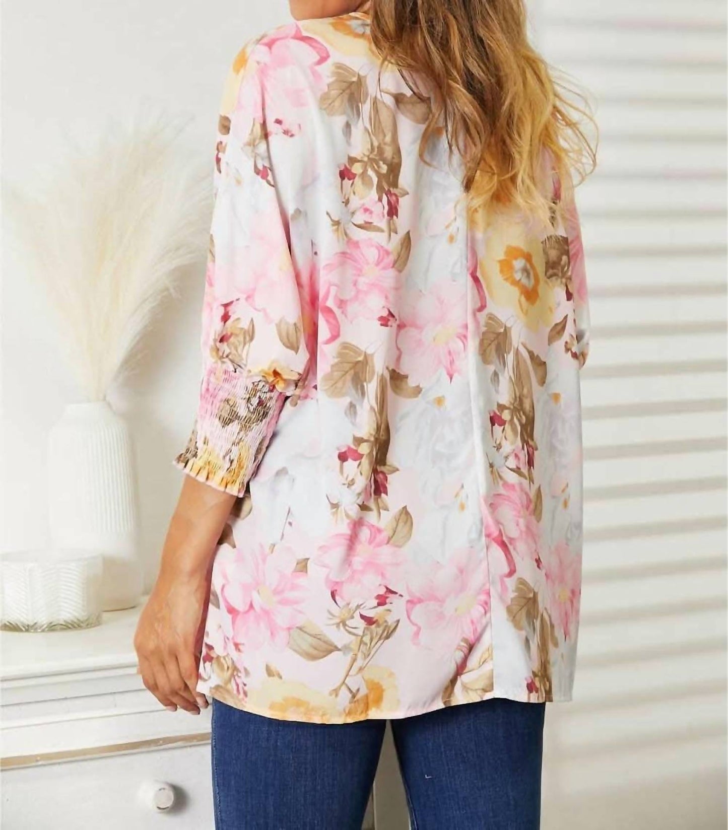 Double Take - Floral Elegance Soft Fabric Blouse