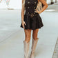 Baby Pink - Strapless Belted Full Pleated Mini Dress