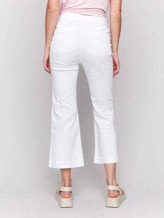 Charlie B - Cropped Pull-on Flare Jeans With Front Buttons