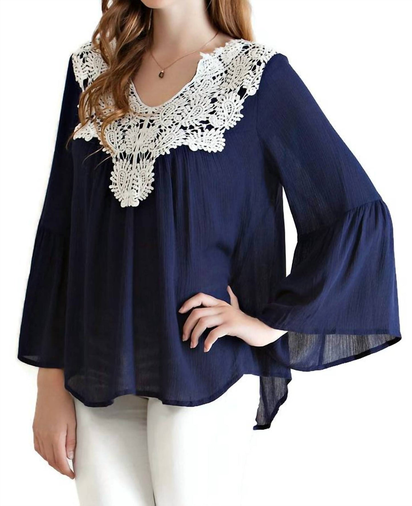 Entro - Bell Sleeve Crochet Top
