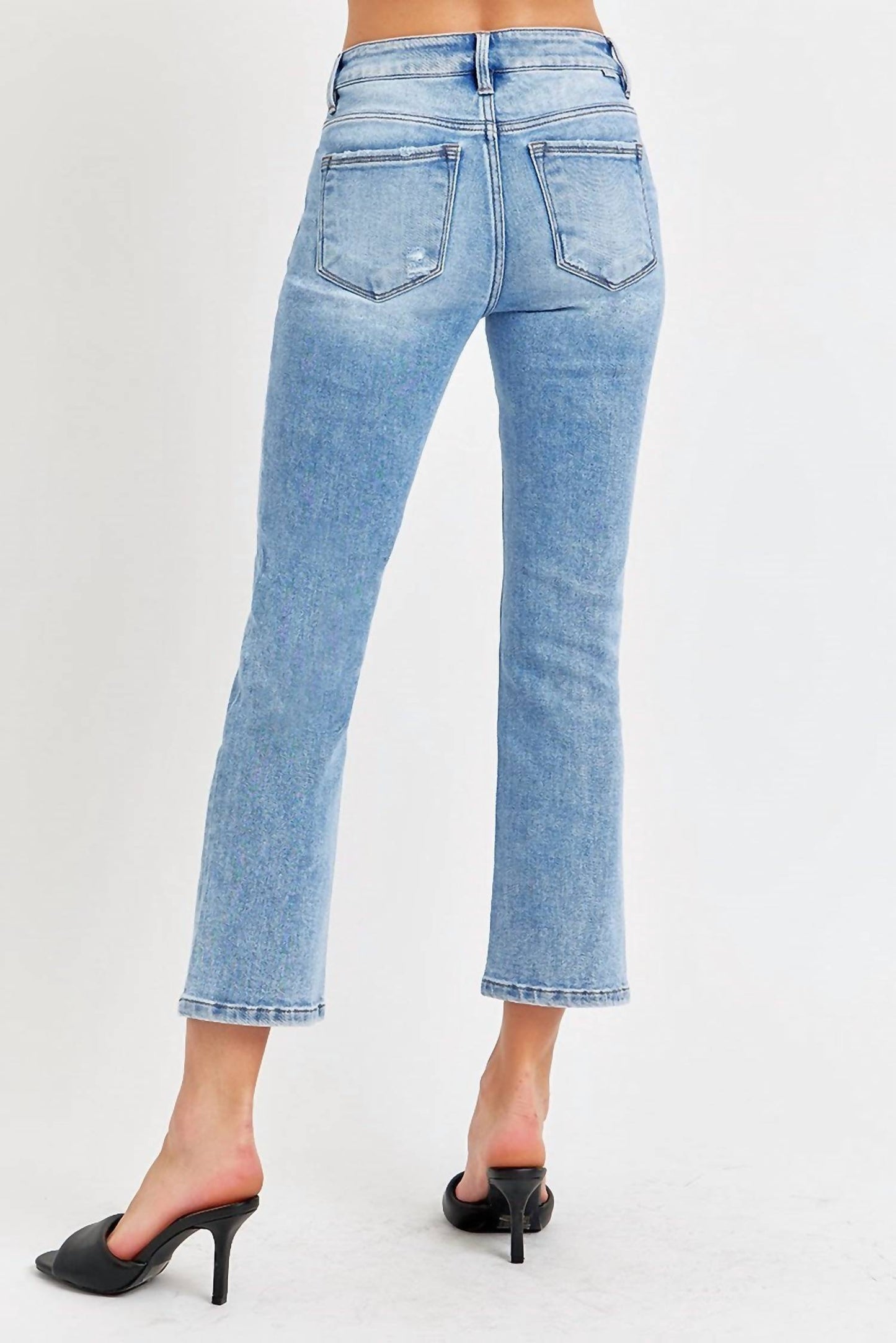 Risen - Low Rise Crop Slim Straight Jeans