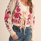 &Merci - Floral Knit Tie-front Sweater Cardigan