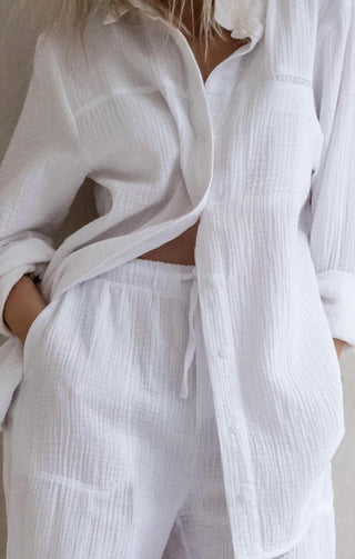 Splendid - Camisa de botões de malha de gaze