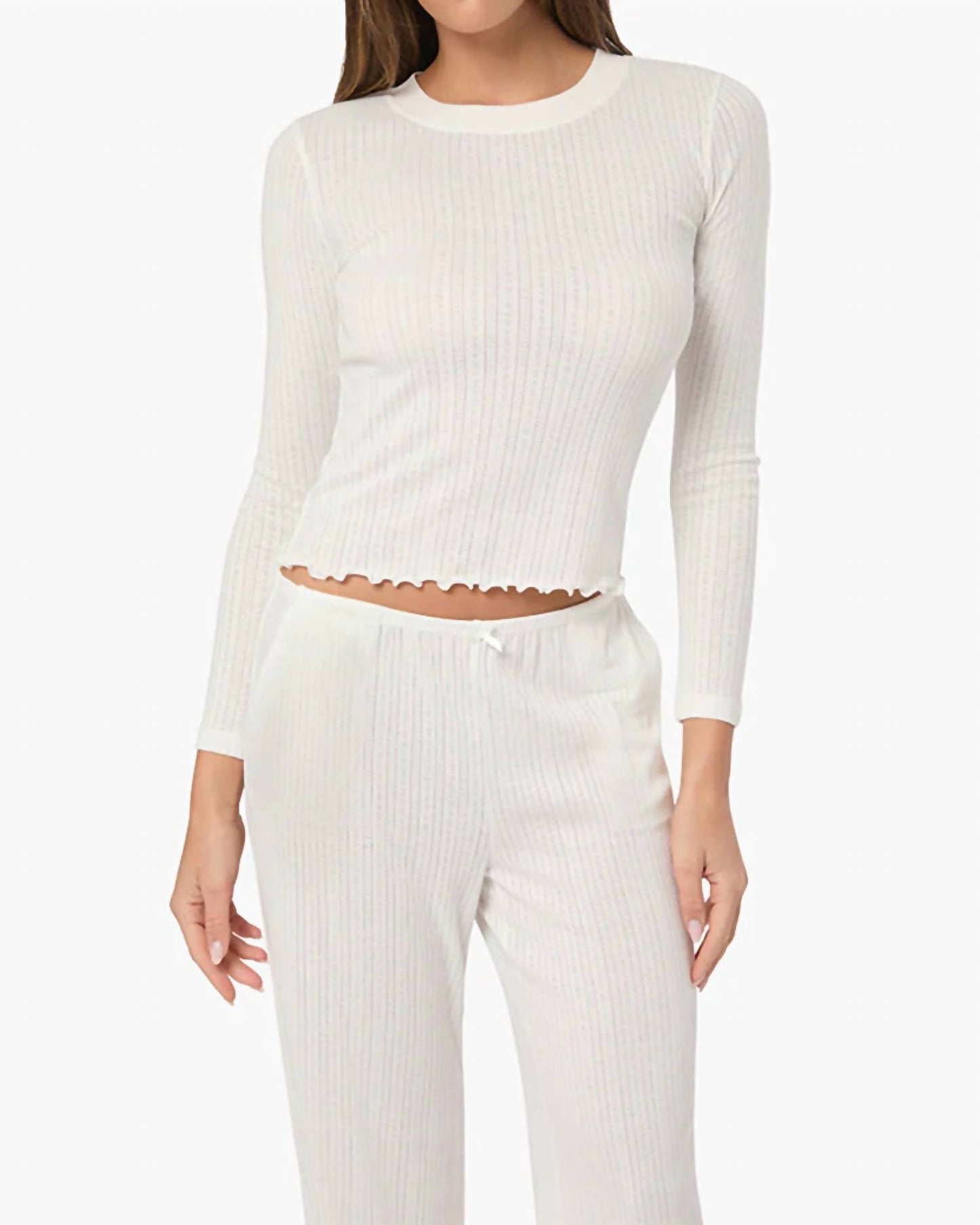 We Wore What - Long Sleeve Pointelle Pajama Top