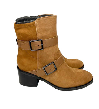 Donald Pliner - Botas femininas Darby de couro e camurça Saddle