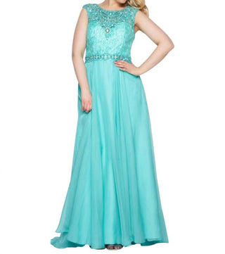 Mac Duggal - Vestido de chiffon em linha A - Plus