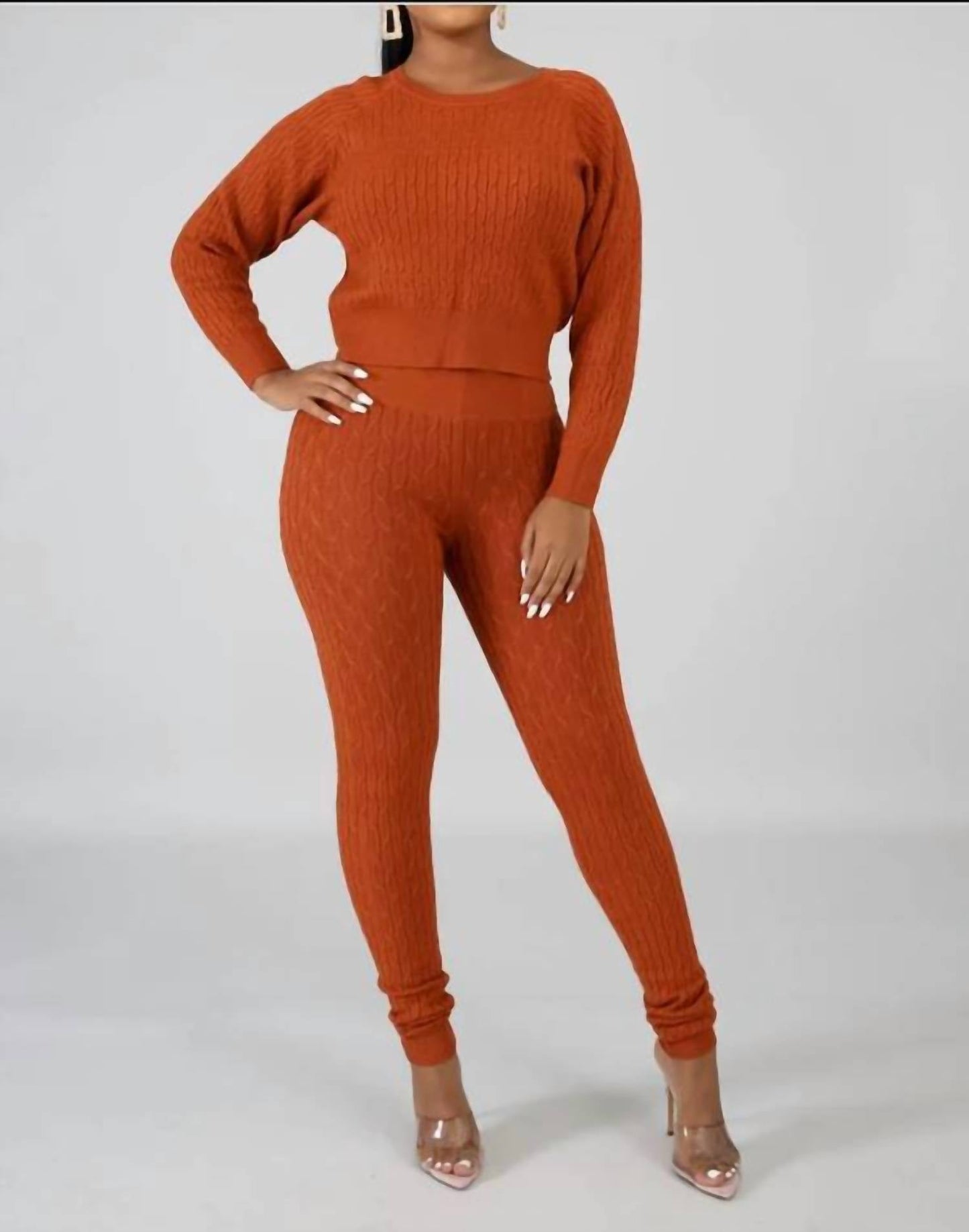 Beyouty - Women's Cable Knit Sweater & Pants Set