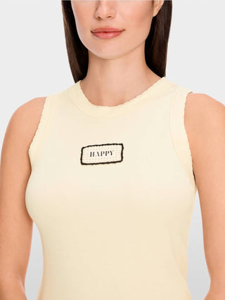 Marc Cain - Ribbed Top With "happy" Patch