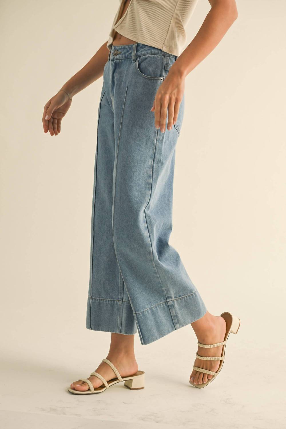 Miou Muse - Wide Hem Denim Pants
