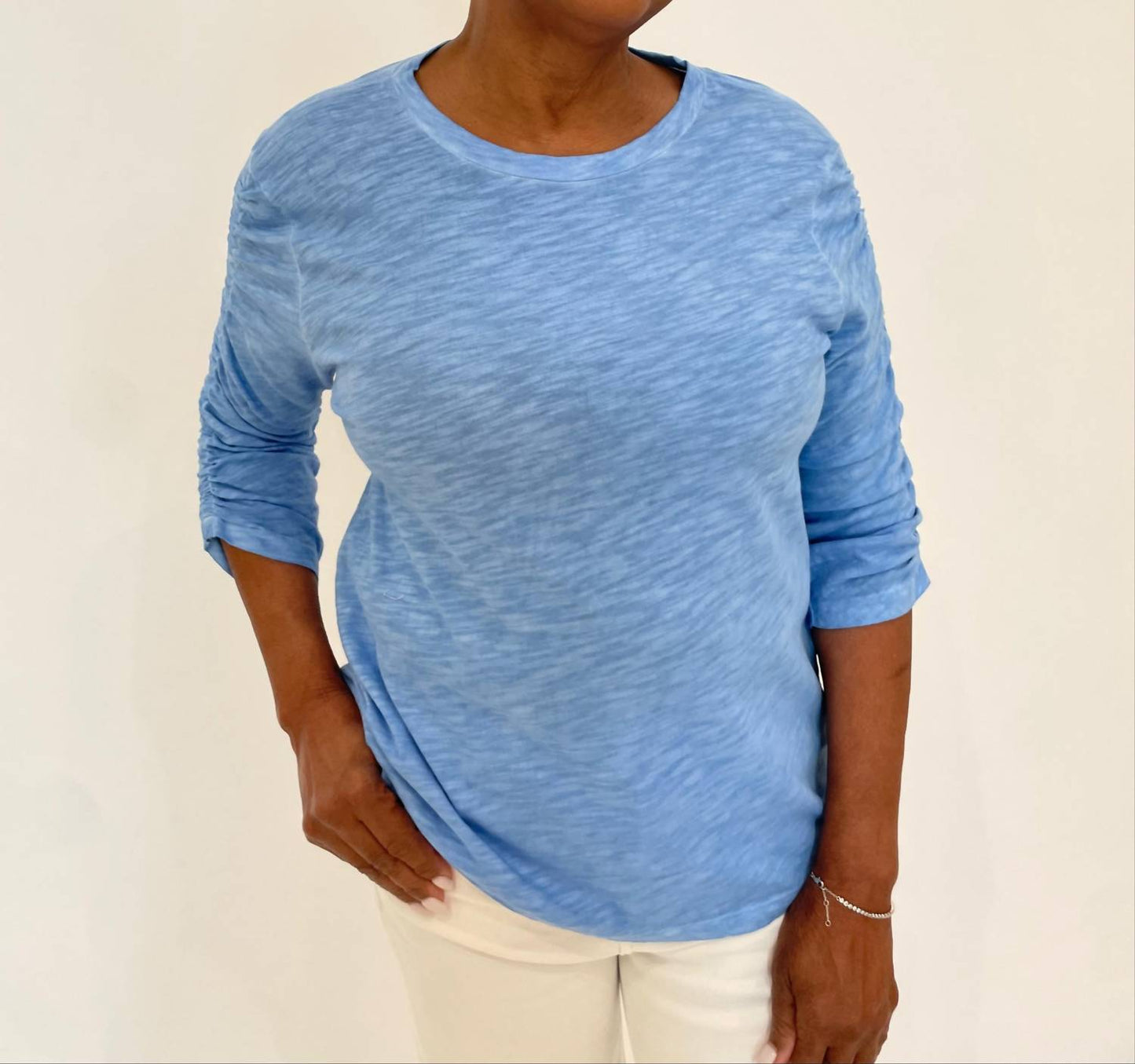 Elliott Lauren - Hannah Crew Neck Ruched Sleeve Tee
