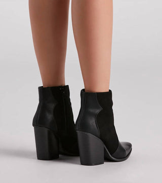 Qupid - Botas femininas de salto bloco estilo western chic