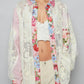Pol - Lace Long Sleeve With Floral And Striped Pattern Top