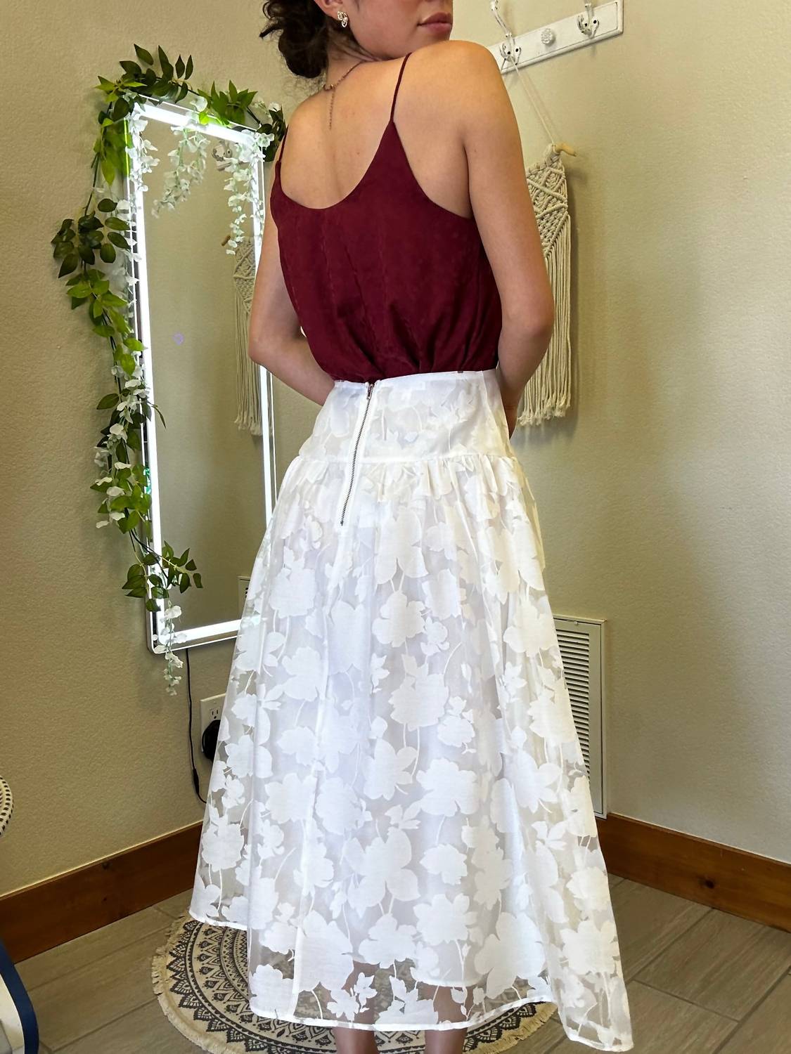 Blu Pepper - Floral Organza Midi Skirt