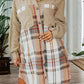 1 The Woman - plaid patch work long sleeve shirt mini fall dress