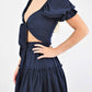 Blue Blush - Take It Away Front Tie Crop and Flounce Skirt Set