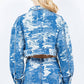 American Bazi - Jacquard Trim Cropped Denim Jacket