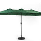 14.8 Ft Double Sided Outdoor Umbrella Rectangular Large with Crank (Dark Green)