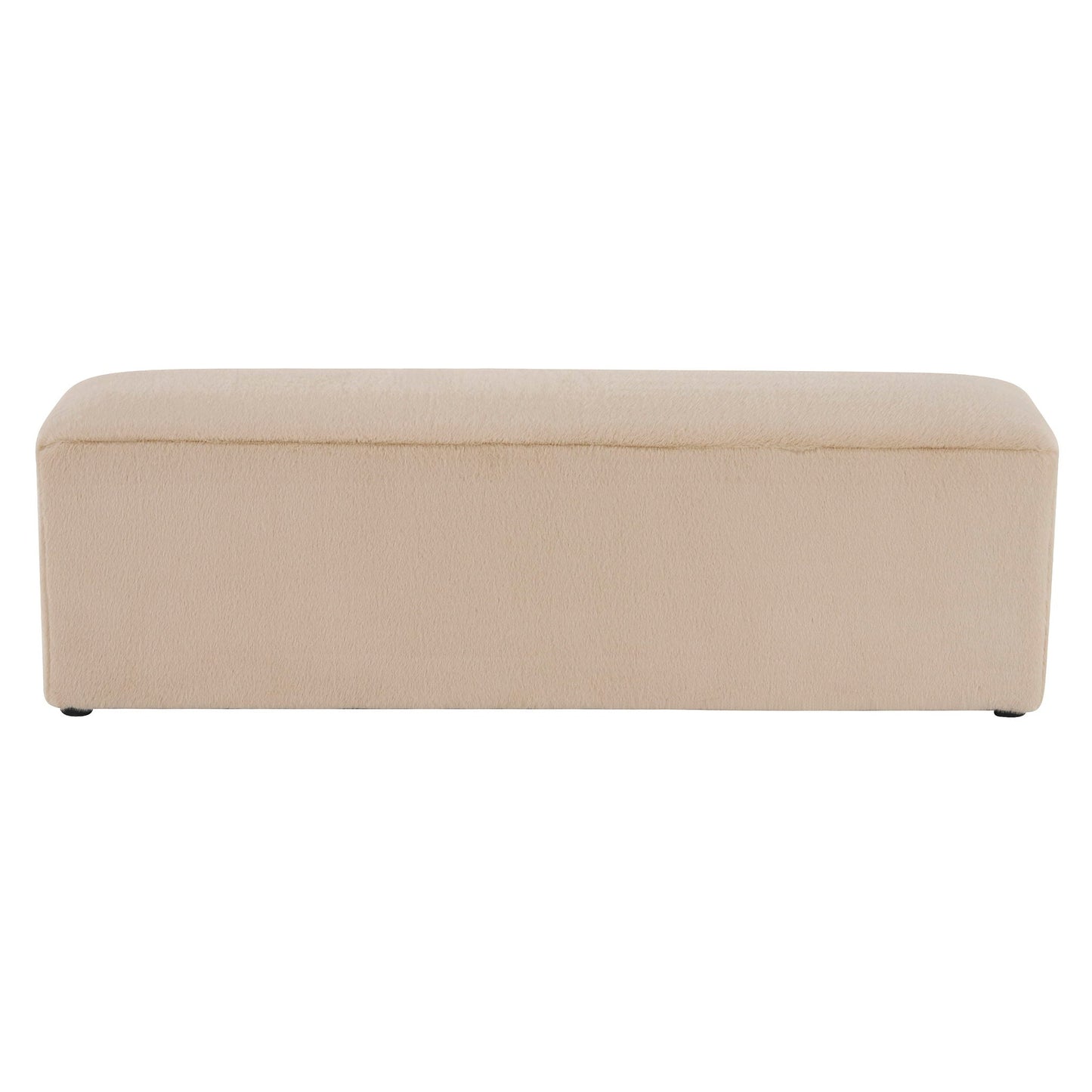 Long Plush Ottoman, Simple Footstool And Seat For Home Use - Almond