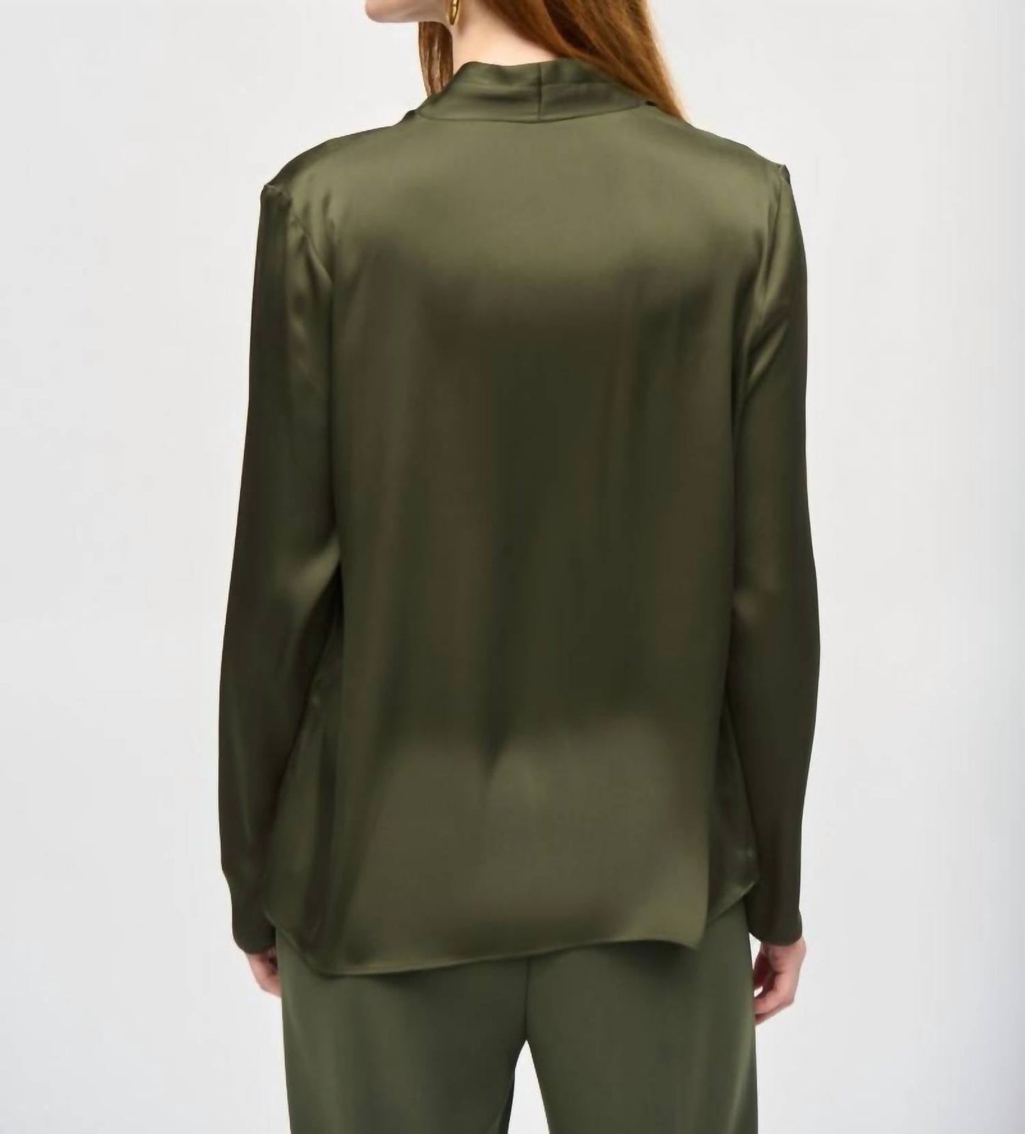 Joseph Ribkoff - Pleated V-neck Long Sleeve Satin Top