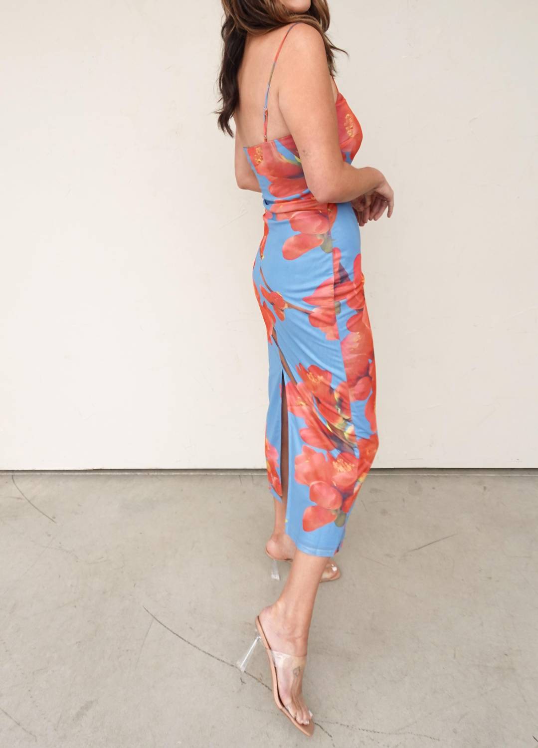 Acoa - Floral Mesh Midi Dress