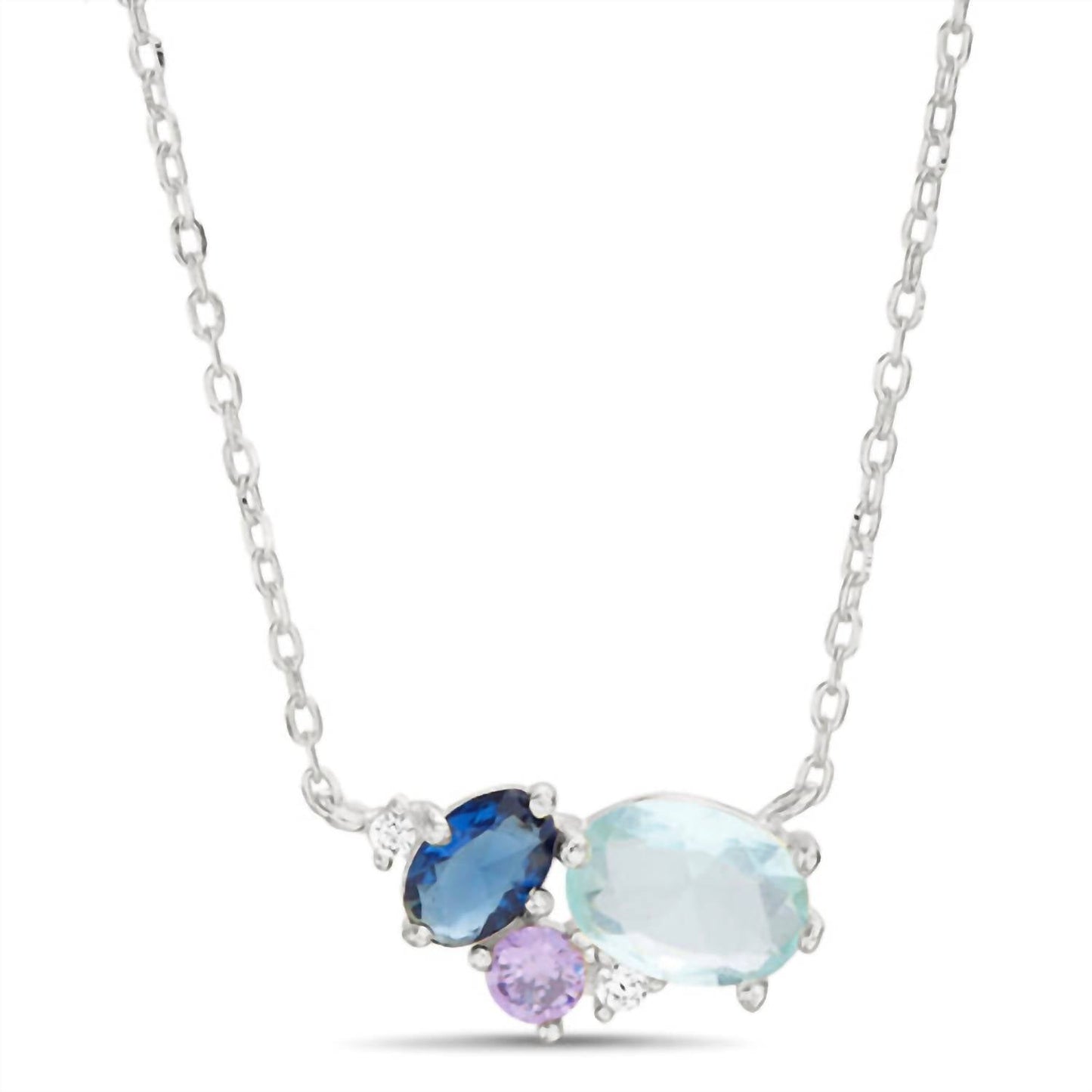 Allyanna Gifts - Women's Sterling Silver Cubic Zirconia Cluster Necklace