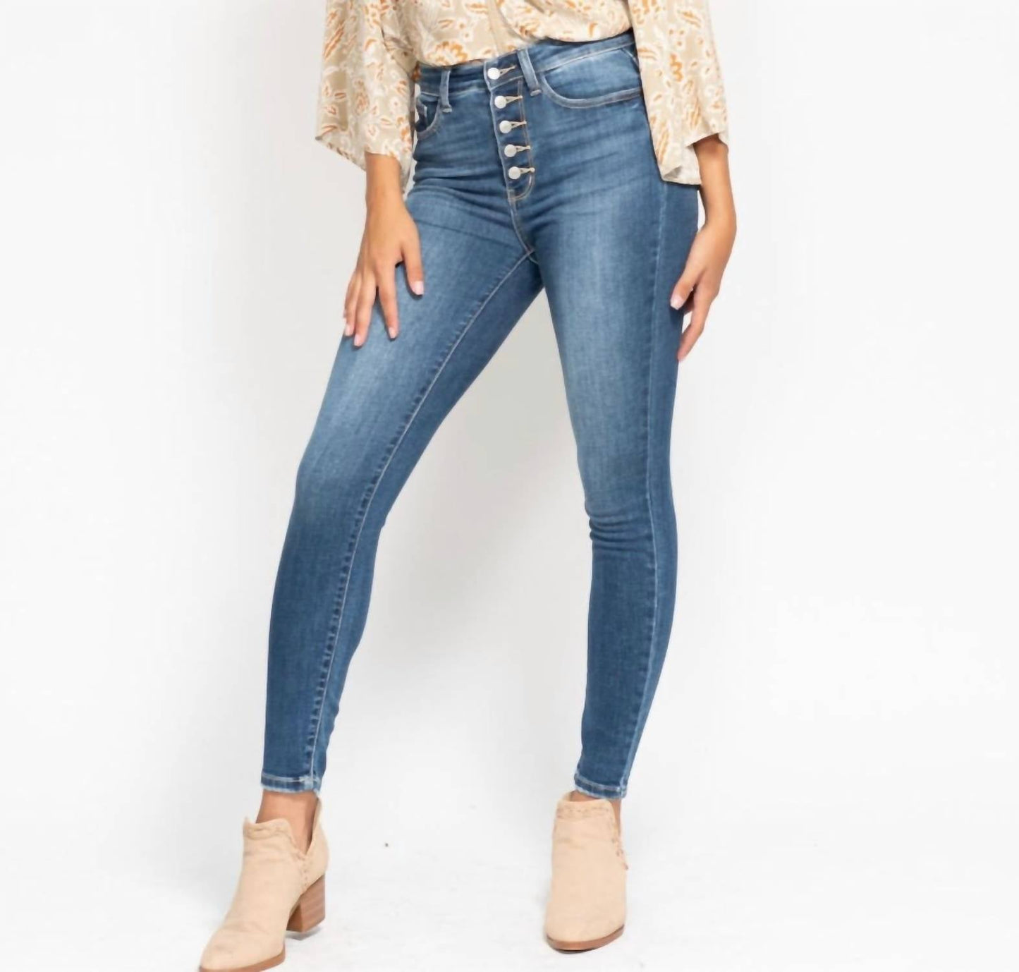 Judy Blue - High Rise Button Fly Skinny Jeans