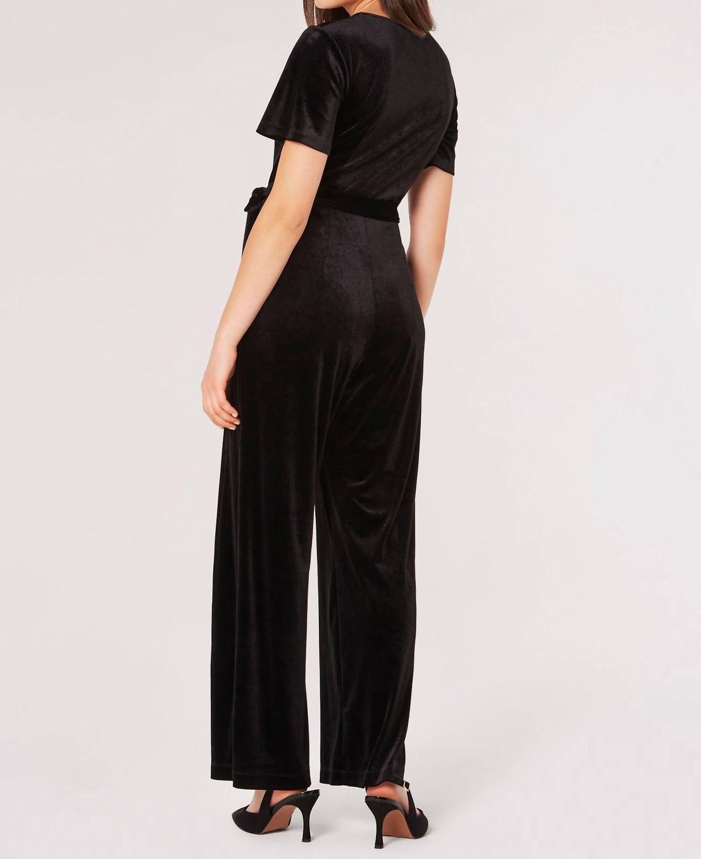 Apricot - Angel Velvet Wrap Jumpsuit