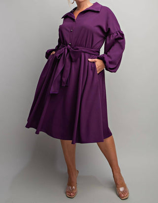 The Curve La - Plus Size Button Front Fit And Flare Dress With Pockets
