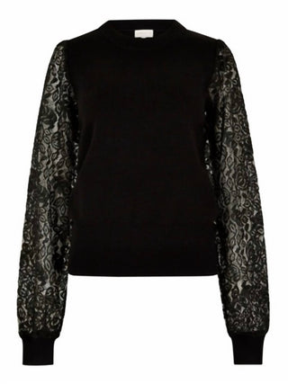 Apricot - Lace Arm Crew Neck Jumper