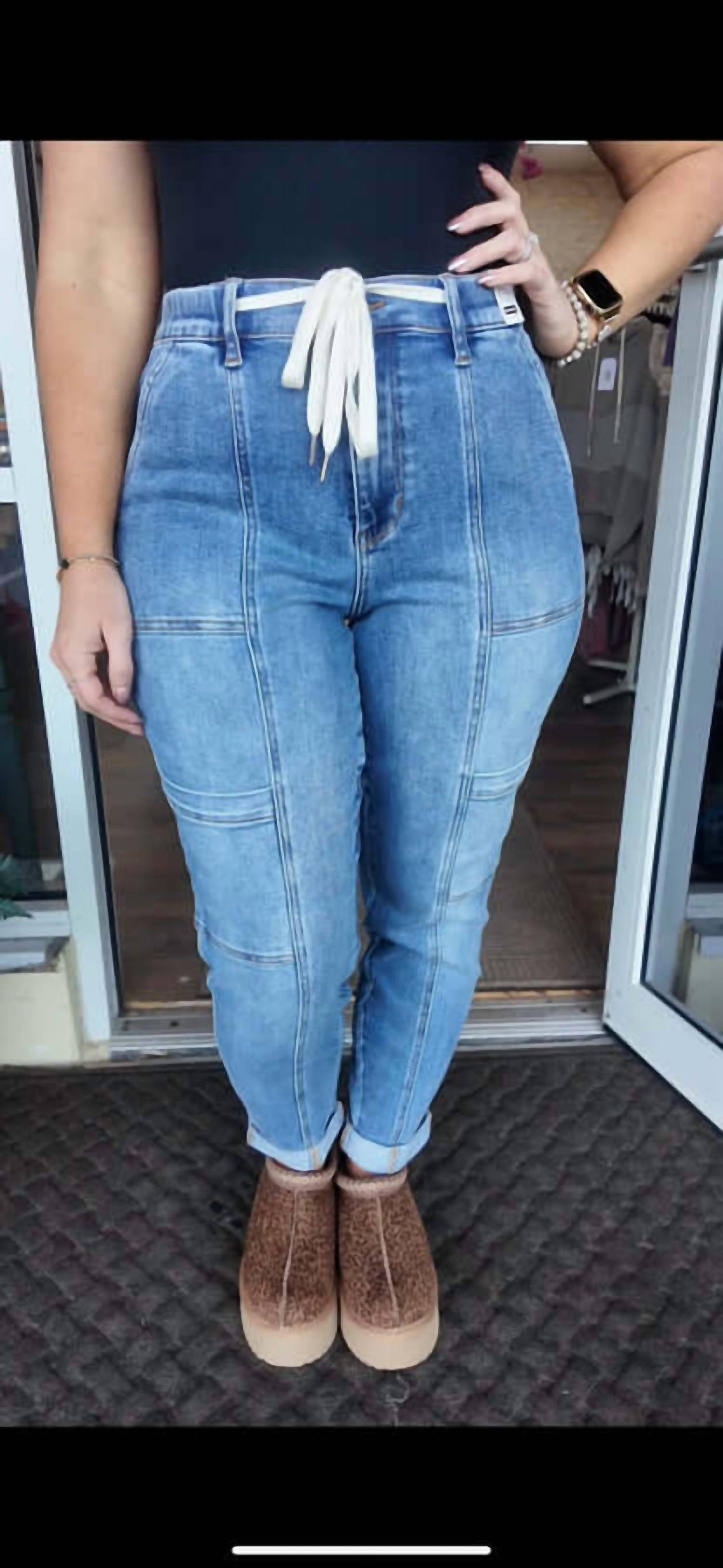 Judy Blue - High Waist Cargo Cuffed Jogger Jeans
