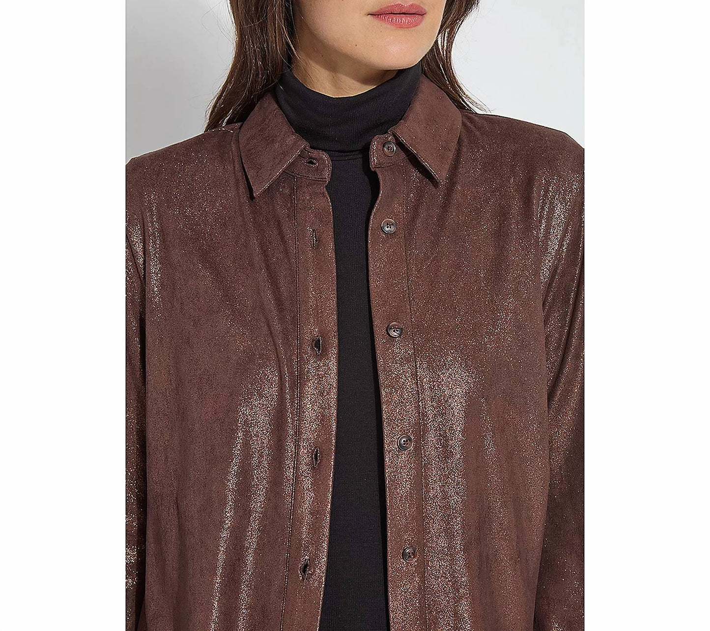 Lysse - Connie Patent Foil Vegan Suede Shacket