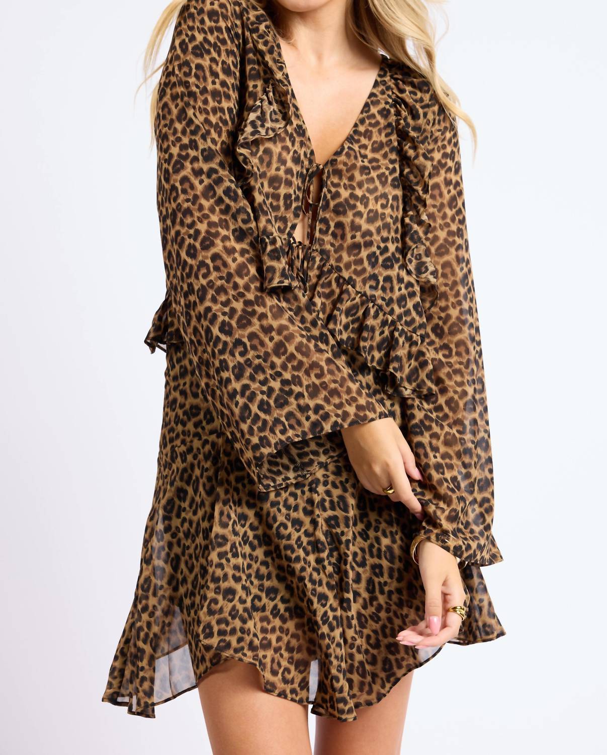 Sage The Label - Be Fierce Leopard Chiffon Ruffle Top