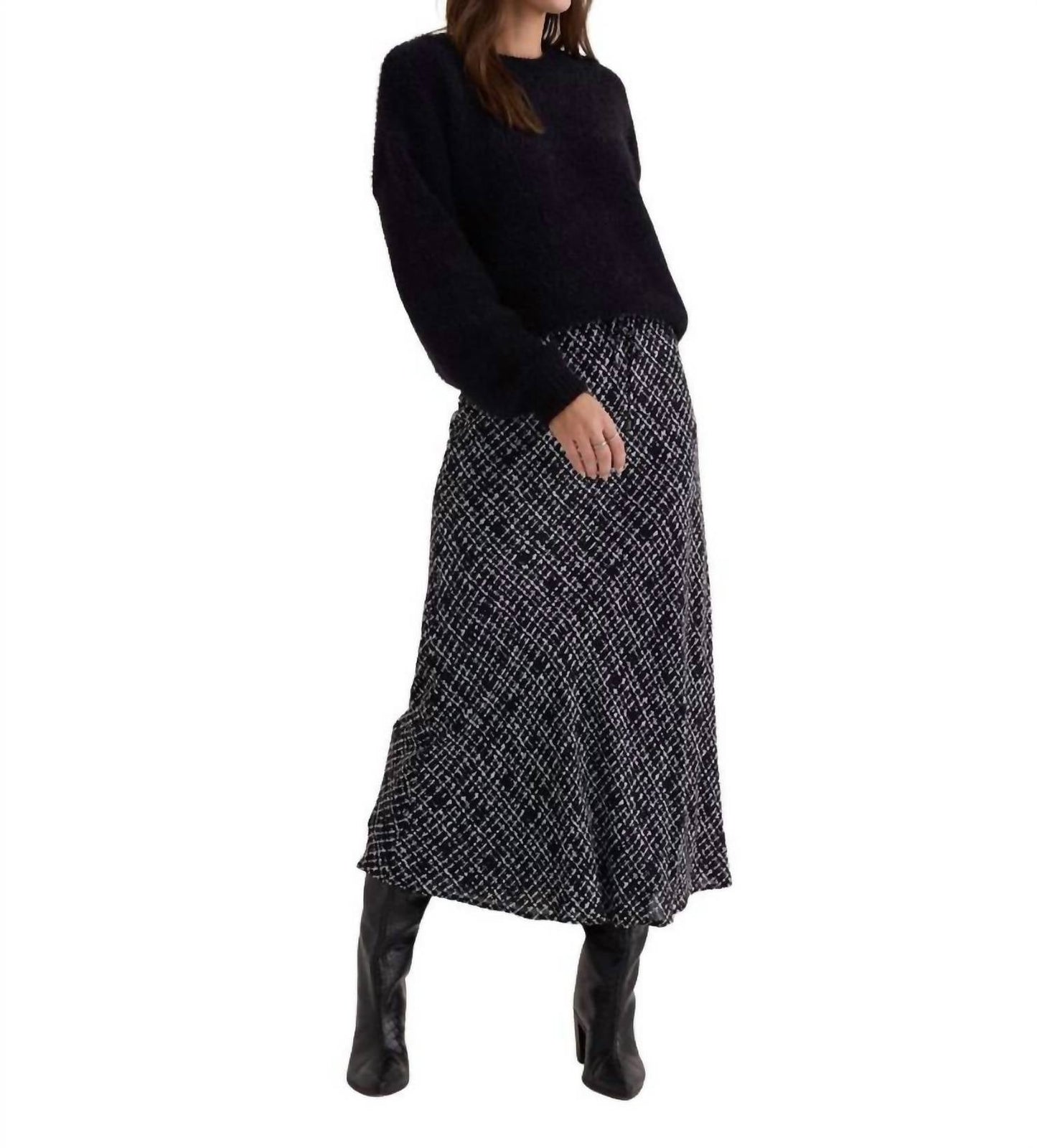 Bella Dahl - Bias Skirt With Tie Grid Print