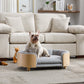 Scandinavian Style Elevated Dog Bed Pet Sofa Velvet Cushion Mid Size Light Grey
