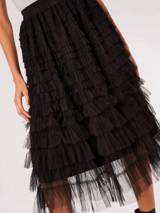 Apricot - Tulle Layered Midi Skirt