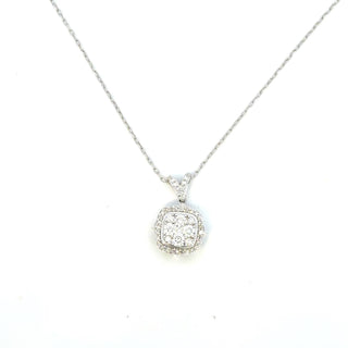 Aamiaa - Pingente de diamante natural Cushion Halo Cluster de 0,61 quilates