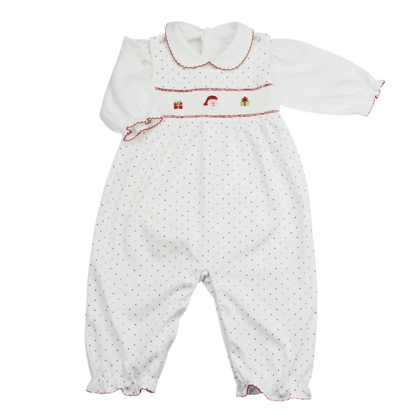 Baby Threads - Baby Girls Tis The Season 2-piece Smocked Romper Set