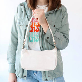 Riah Fashion - Bolsa conversível em couro sintético com textura de crocodilo