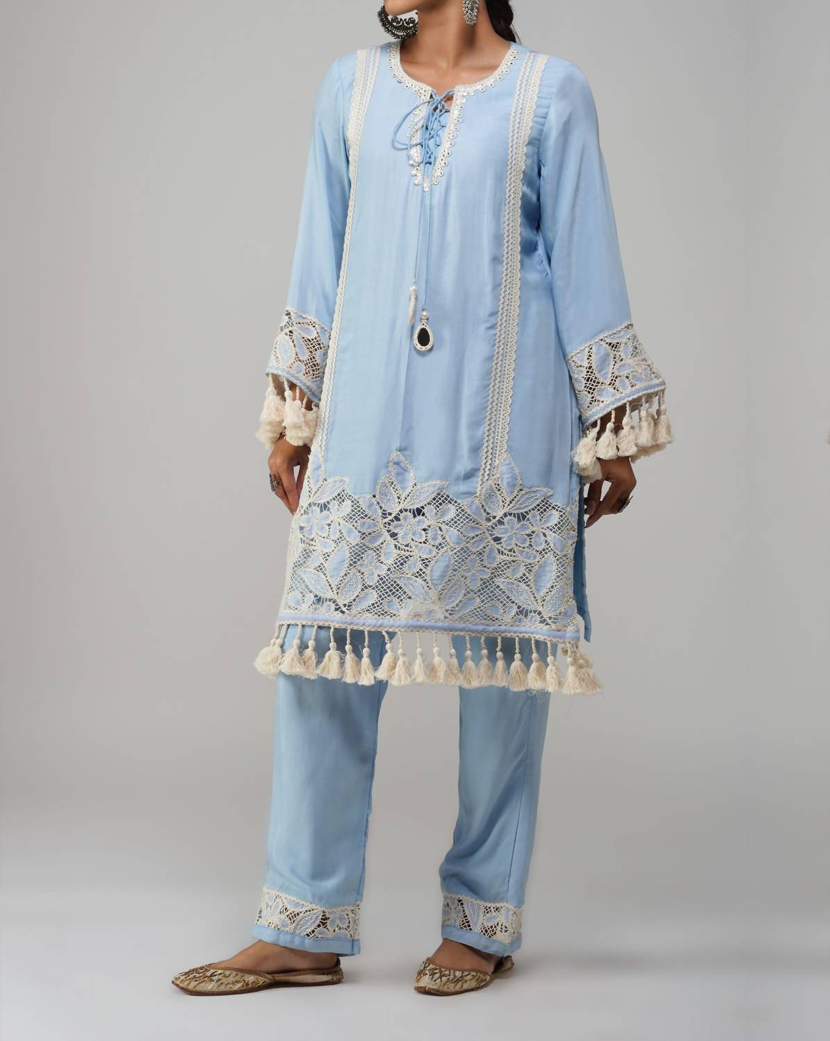 Zaalima Fashion - Cotton Tunic Set - Noor-e-rang